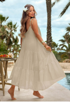 Zwiewna Rochie maxi na ramiączkach z falbankami Hot Waves roz