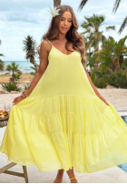Zwiewna Rochie maxi na ramiączkach z falbankami Hot Waves roz