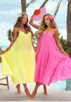 Zwiewna Rochie maxi na ramiączkach z falbankami Hot Waves roz