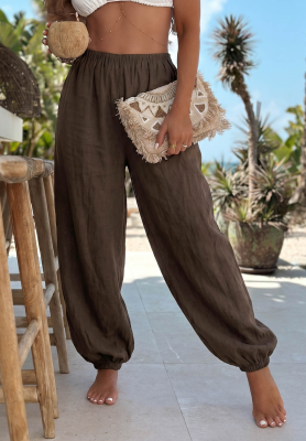 Pantaloni harem din in cu elastic Sun Outfit