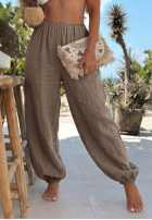 Lniane Pantaloni haremki ze ściągaczami Sun Outfit kaki