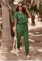 Lniany Compleu Tricou i Pantaloni Summer In Us kaki