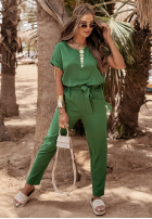 Lniany Compleu Tricou i Pantaloni Summer In Us kaki