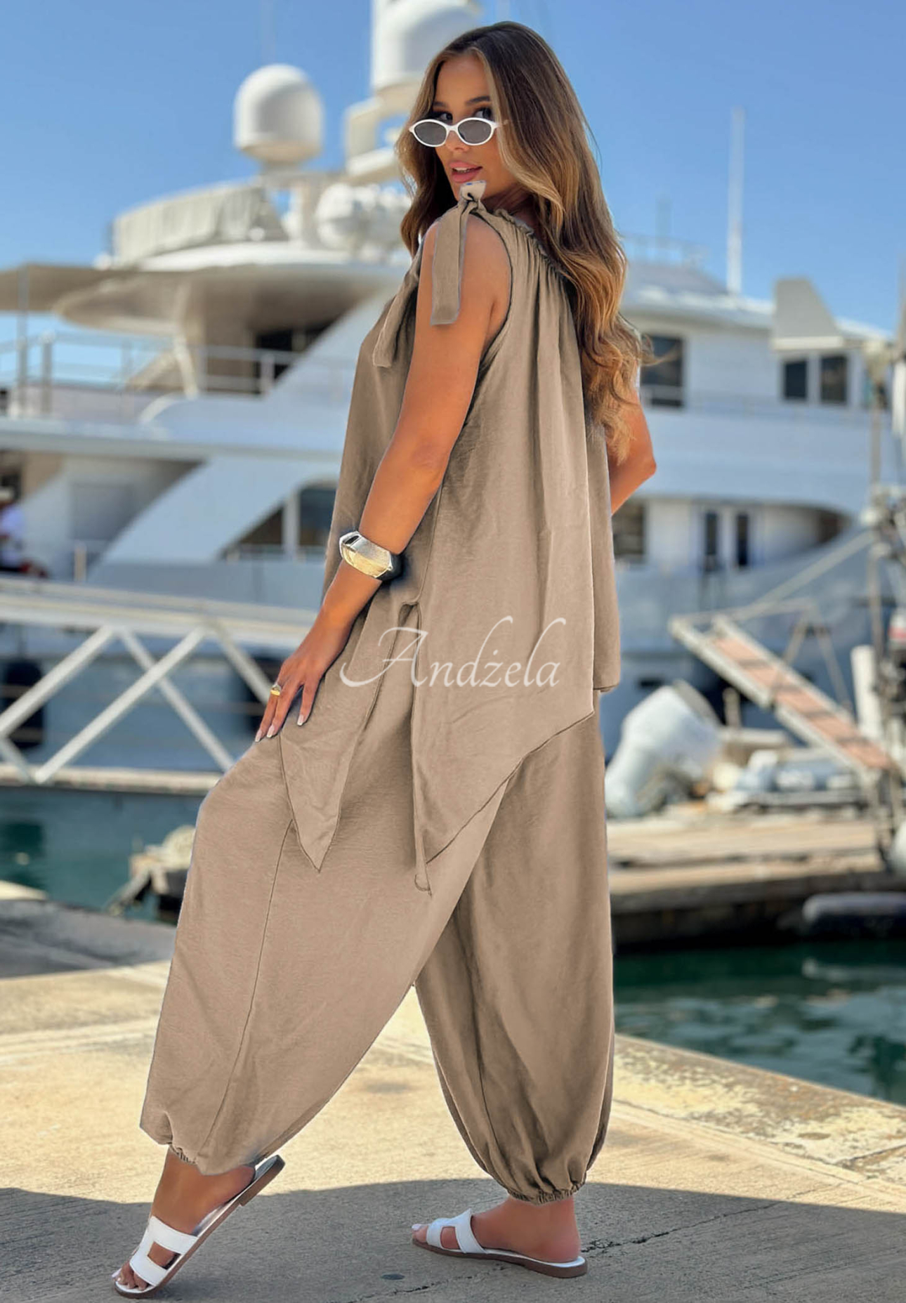 Set bluză și pantaloni jogger din viscoză Sun Flame