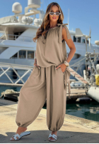 Compleu Top  i Pantaloni joggery Sun Flame camel