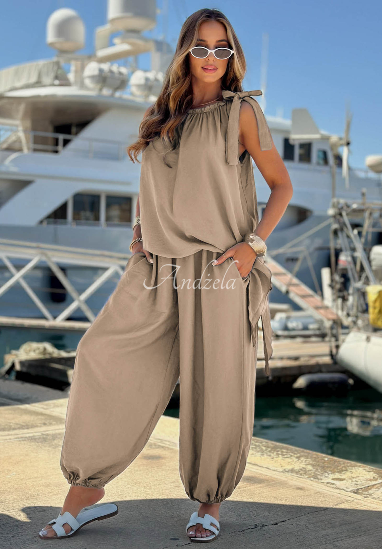 Set bluză și pantaloni jogger din viscoză Sun Flame