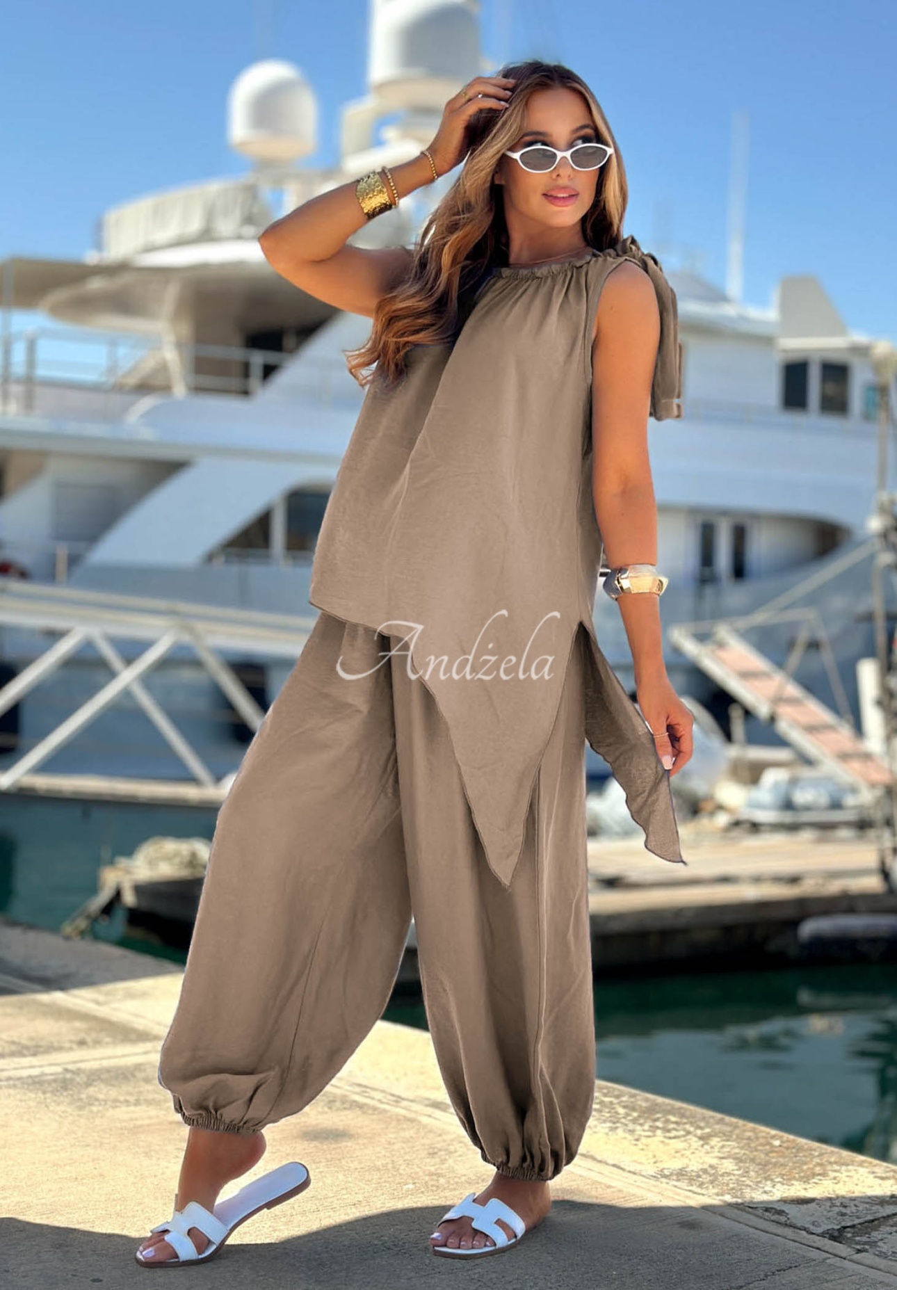 Set bluză și pantaloni jogger din viscoză Sun Flame