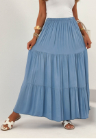 Asymetryczna Rochie maxi z falbankami Ocean Escape kaki