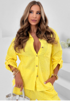 Haftowany Compleu Cămașă i Pantaloni wide leg Seraphelle mokka