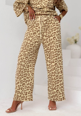 Pantaloni wide leg din bumbac Tropical Lagoon