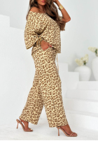 din material textil Pantaloni wide leg Tropical Lagoon bej