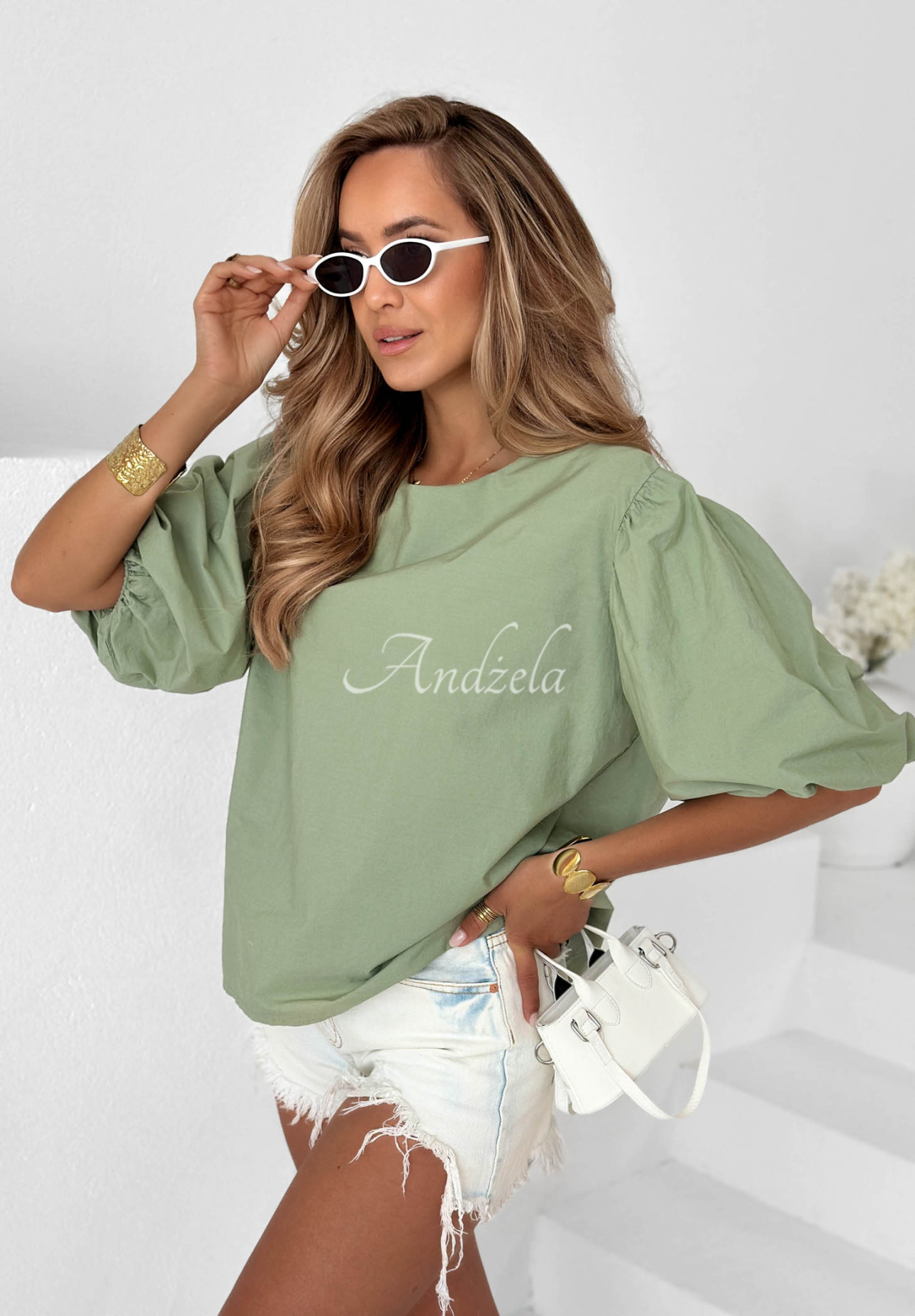 Bluză din bumbac cu mâneci bufante Sweet Summer