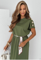 Rochie midi z apaszką i ozdobnymi guzikami Sailor Charm ciocolatie