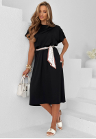 Rochie midi z apaszką i ozdobnymi guzikami Sailor Charm ciocolatie