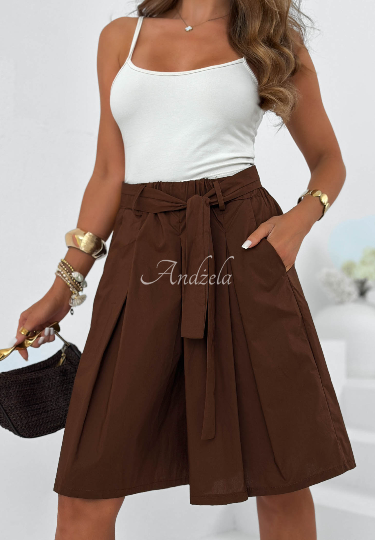 Pantaloni scurți bermude din bumbac cu curea legată Palm Club