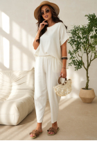 Bluză oversize z kieszeniami Bright Breeze bej