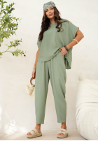 Bluză oversize z kieszeniami Bright Breeze bej