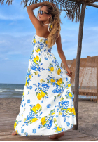 Rochie maxi din bumbac fără bretele cu imprimeu cu lămâi Limone Sole