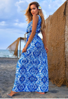 Wzorzysta Rochie Sunlit Ocean biało-albastră