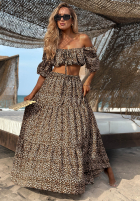 Rochie maxi cu model tip panteră Sand Panther bej