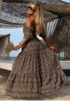 Rochie maxi cu model tip panteră Sand Panther bej