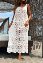Narzutka plażowa maxi na ramiączkach boho Coco Paradise albă