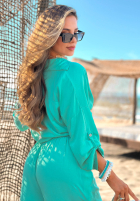 Set din viscoză Summer Skies format din cămașă și pantaloni wide leg