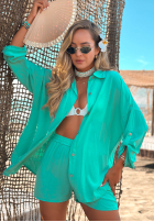 Set din viscoză cămașă și pantaloni scurți Summer Essence