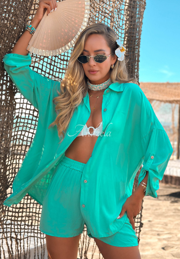 Set din viscoză cămașă și pantaloni scurți Summer Essence