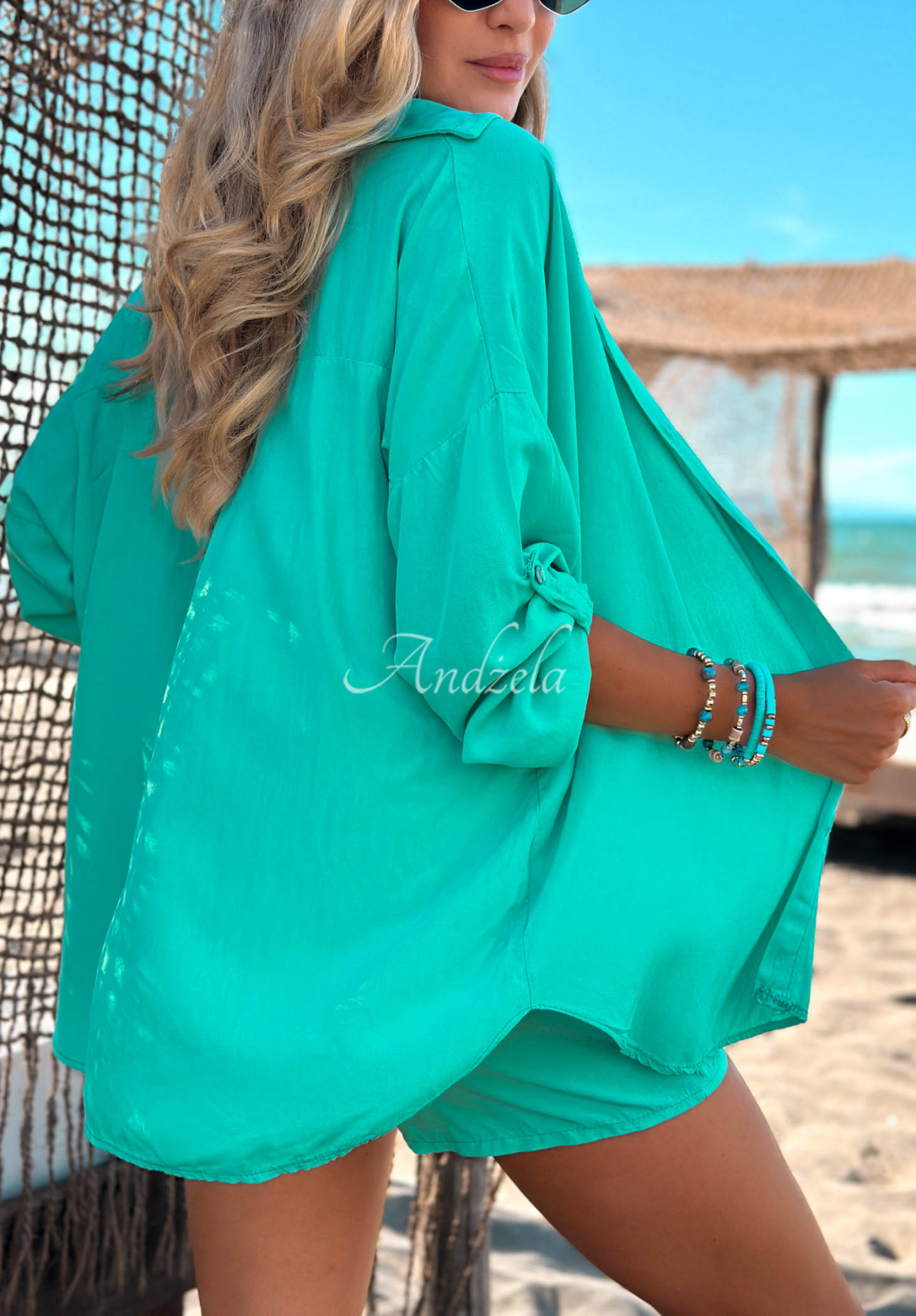 Set din viscoză cămașă și pantaloni scurți Summer Essence