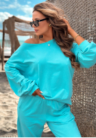Bawełniany Compleu Hanorac na jedno ramię i Pantaloni Peach Sunrise Set portocaliu