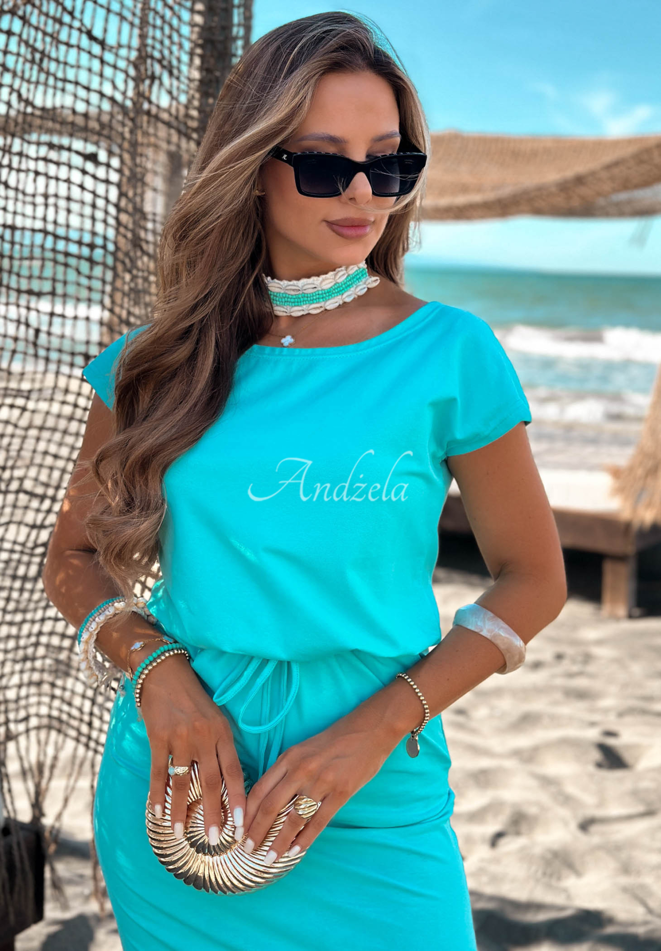 Rochie din bumbac cu șnur de ajustare Moonlight Harbor