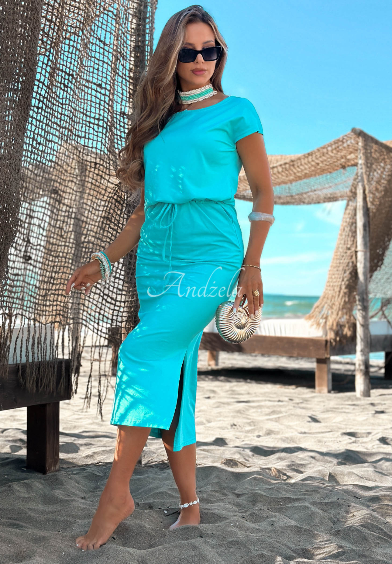 Rochie din bumbac cu șnur de ajustare Moonlight Harbor