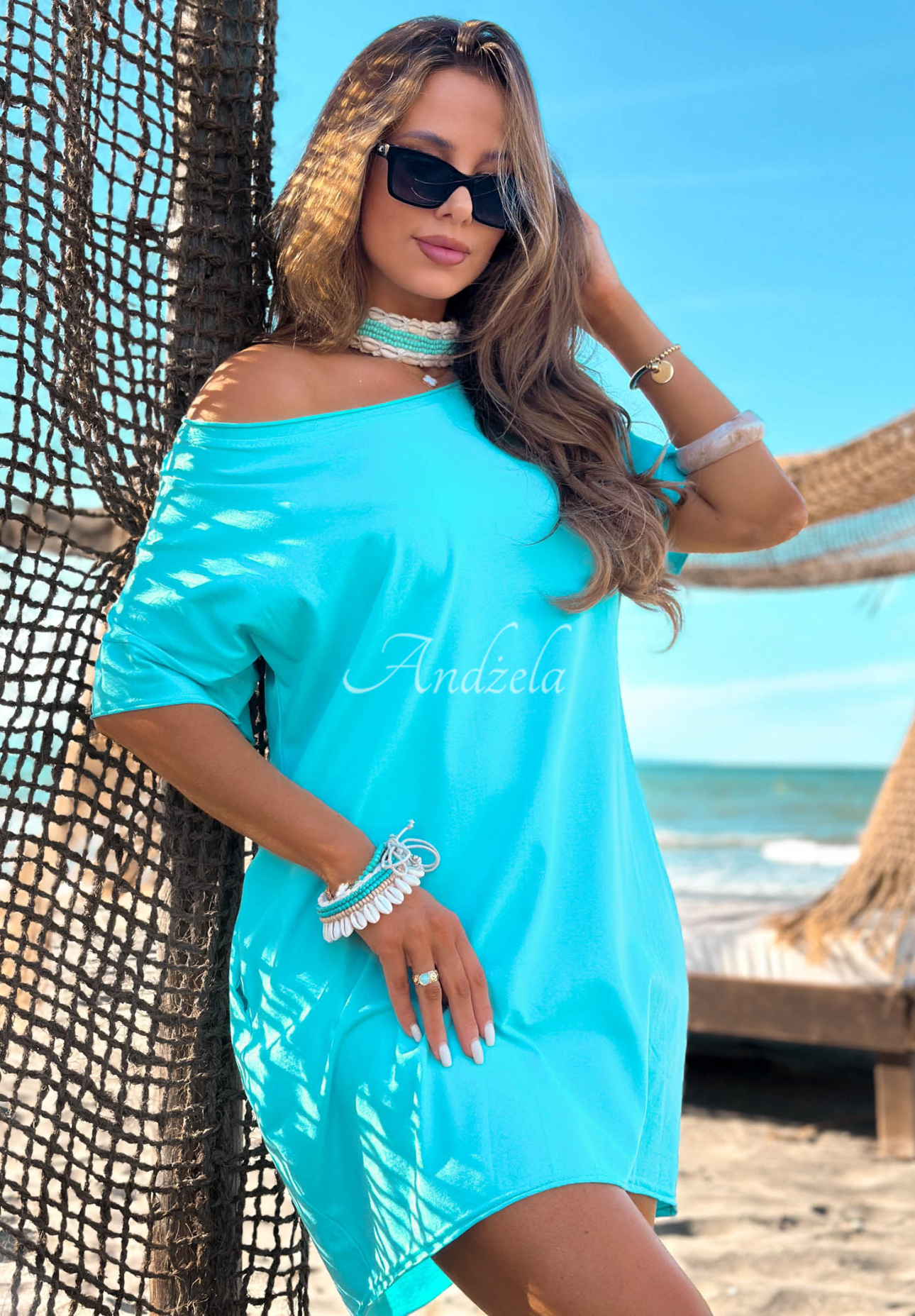 Rochie din bumbac cu mâneci scurte Morning Sun