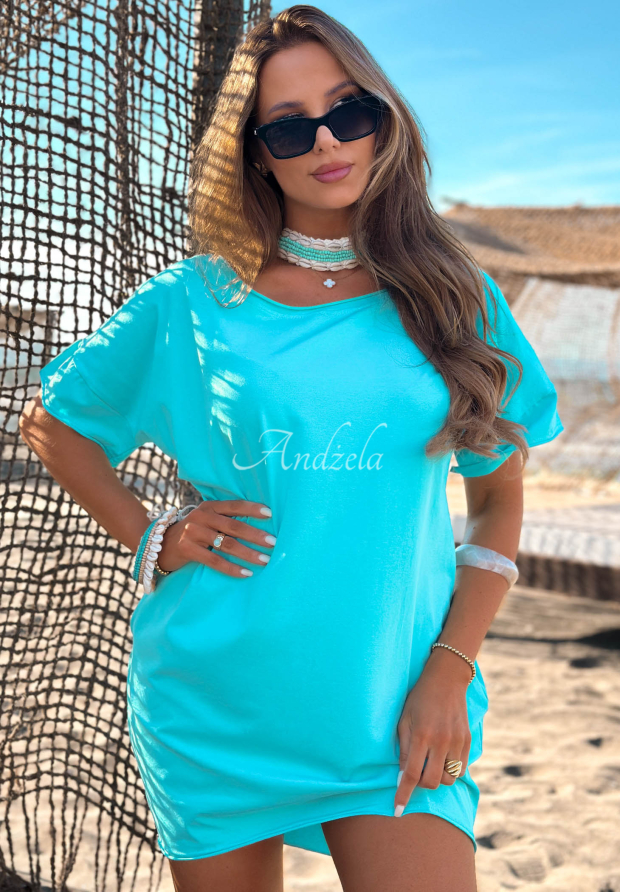 Rochie din bumbac cu m&acirc;neci scurte Morning Sun