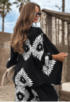Compleu 3w1 Top , Cămașă i Pantaloni wide leg cu modele Fiesta Time negru