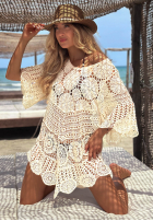 Ażurowa narzutka plażowa boho Sea Sparkle bej