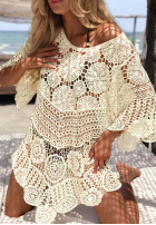 Ażurowa narzutka plażowa boho Sea Sparkle bej