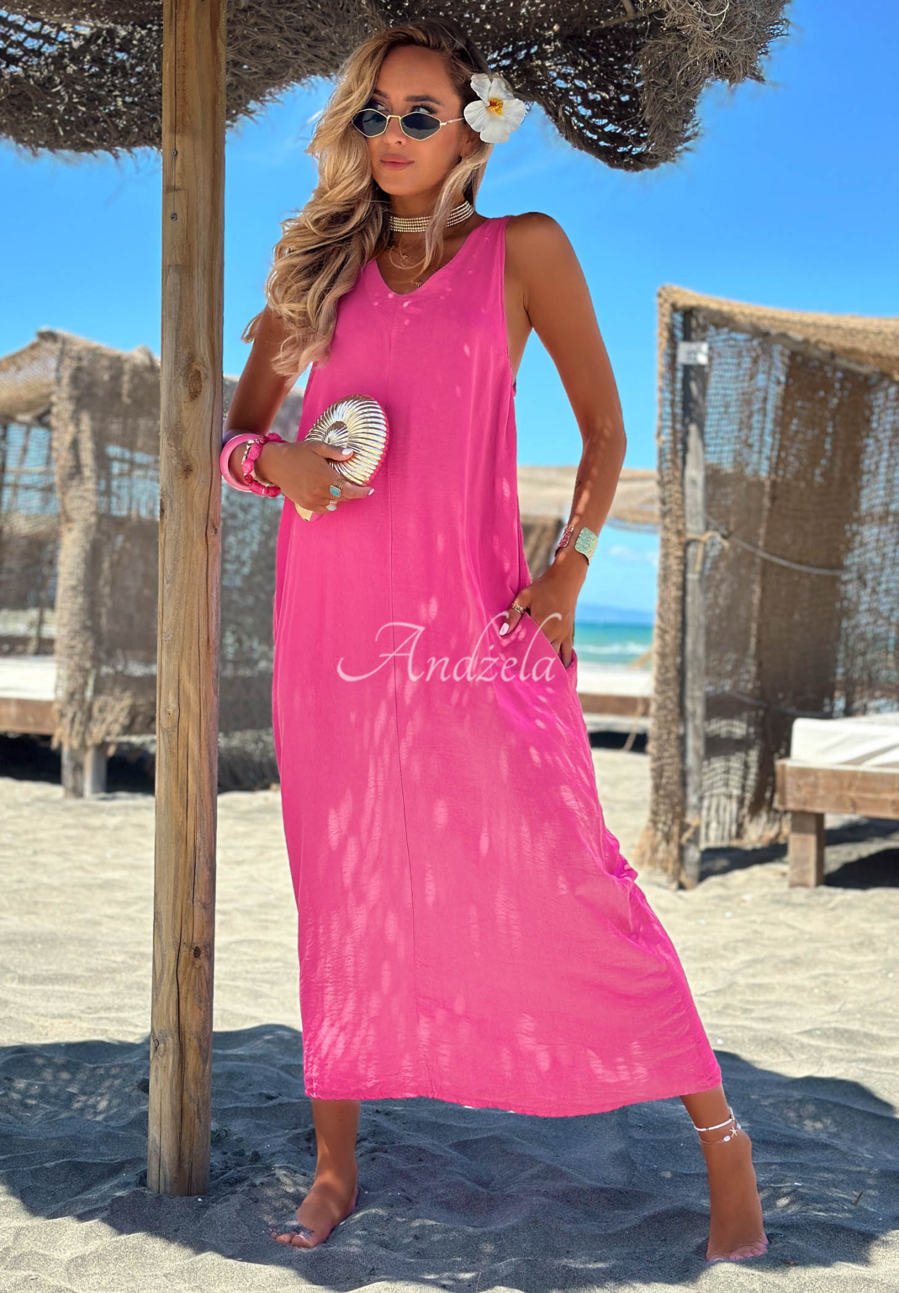 Rochie maxi din viscoză cu bretele The Shoreline