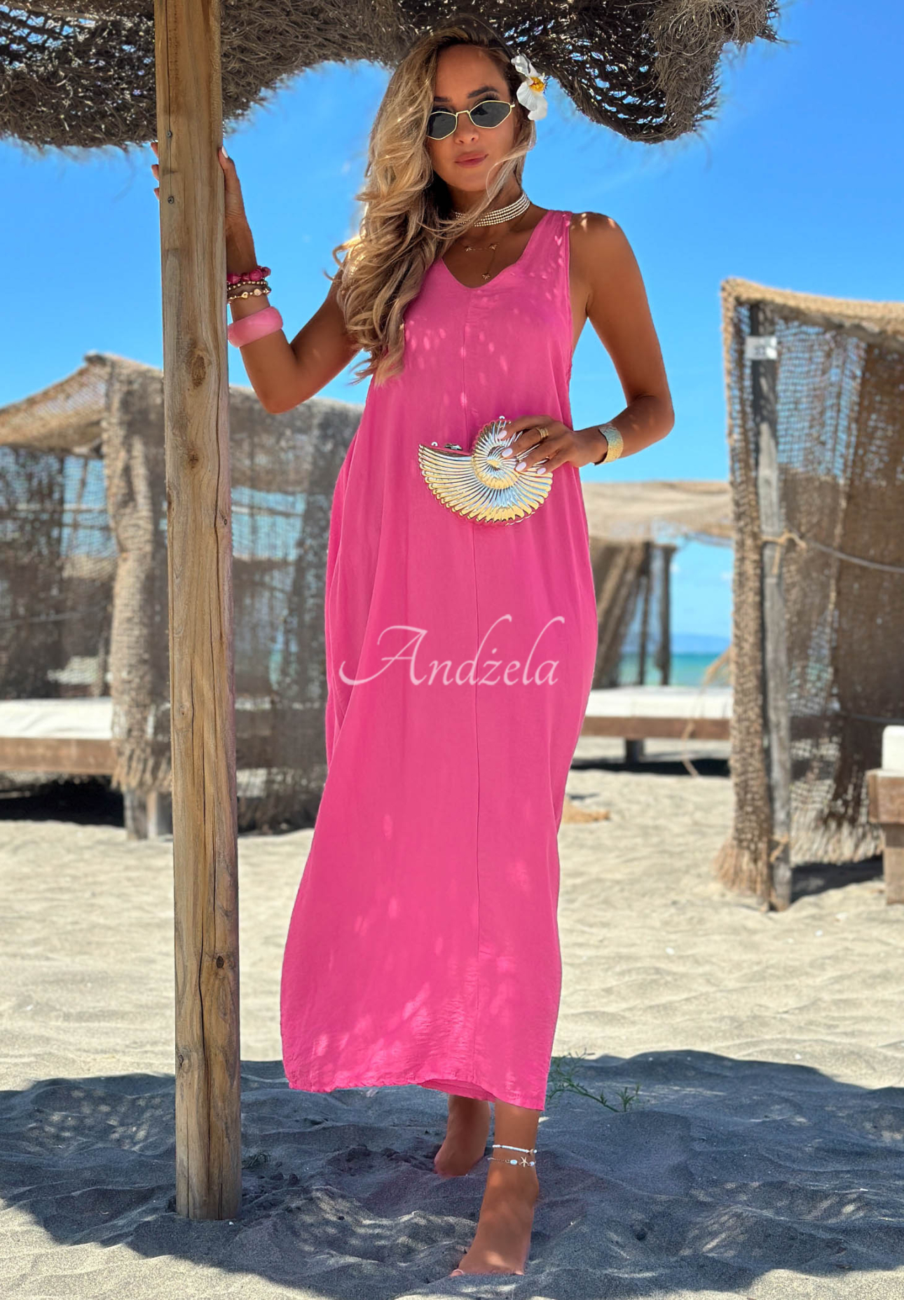 Rochie maxi din viscoză cu bretele The Shoreline