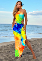 Asymetryczna Rochie maxi cu modele Hawaii Papaya żółto-portocalie