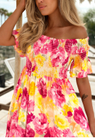 Kwiecista Rochie Cu croială spaniolă maxi z falbankami Bloom Coast pomarańczowo-roz