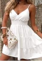 Rochie mini na ramiączkach z falbankami Sun Muse galben