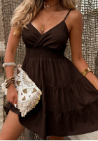 Rochie mini na ramiączkach z falbankami Sun Muse galben
