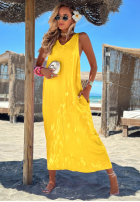 Rochie maxi na ramiączkach The Shoreline galben