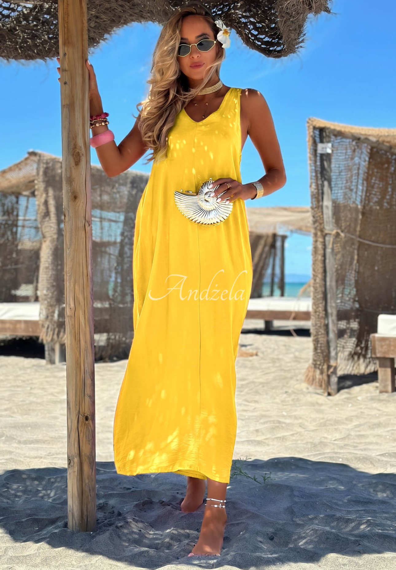 Rochie maxi din viscoză cu bretele The Shoreline