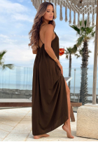 Rochie maxi na ramiączkach Ocean Mist albastru azuriu