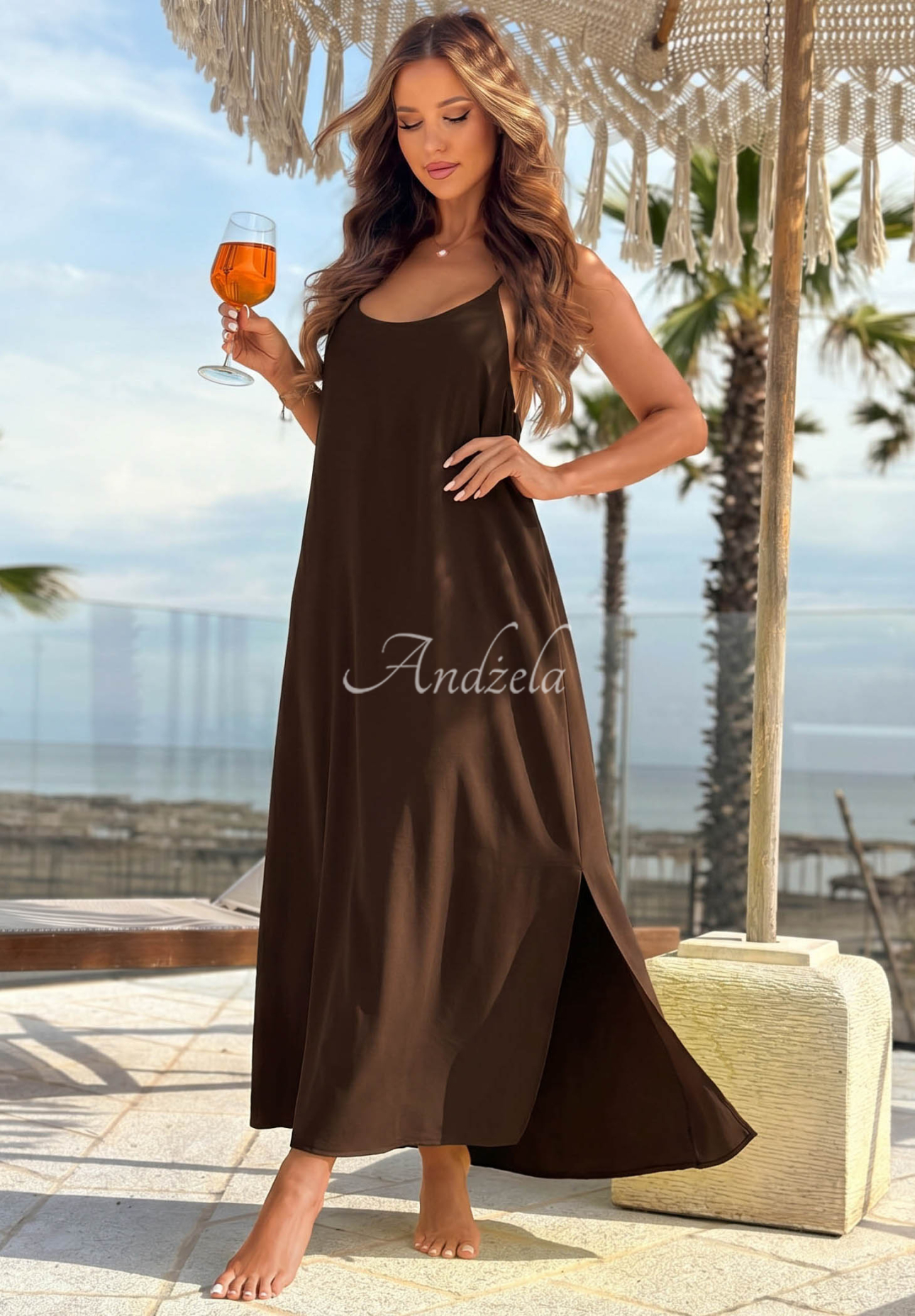 Rochie maxi cu bretele Ocean Mist