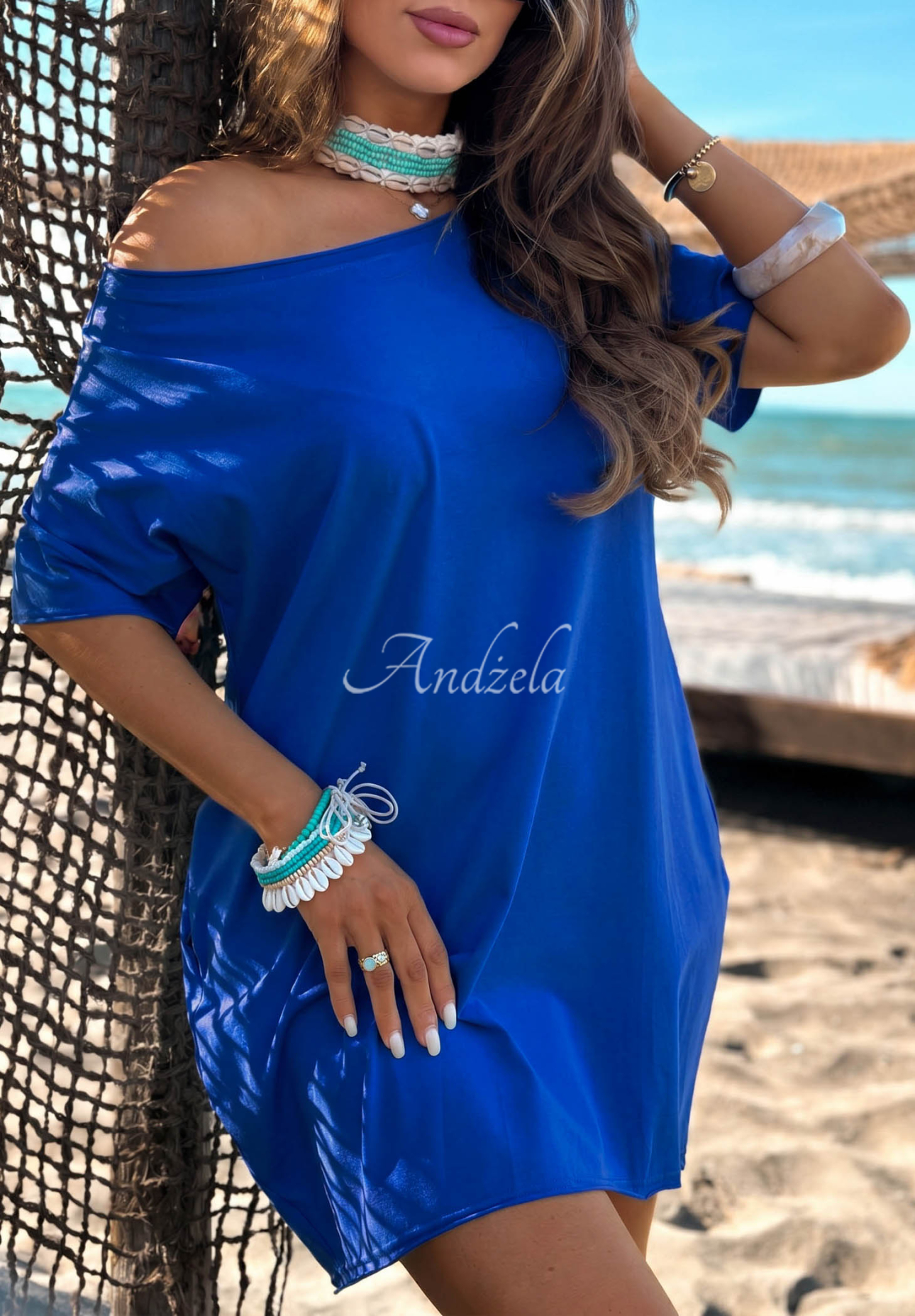 Rochie din bumbac cu mâneci scurte Morning Sun