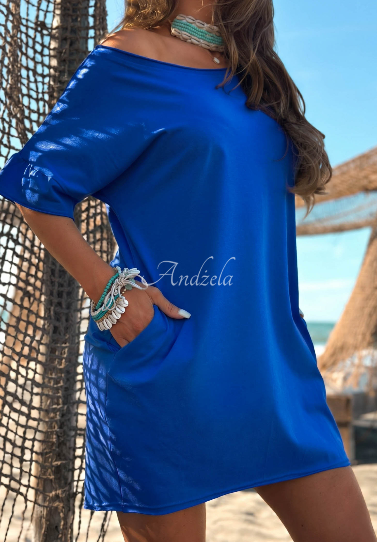 Rochie din bumbac cu mâneci scurte Morning Sun